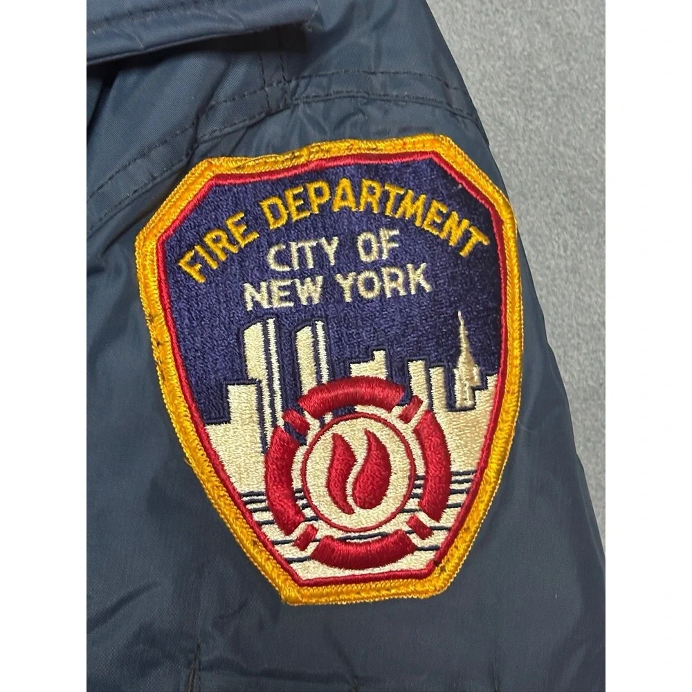 Vintage NYC Fire Department Hooded Winter Jacket 1980's 3/4 Length Size XL